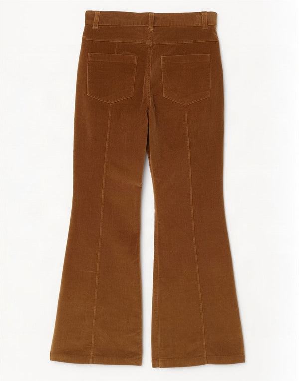 Pantalon vintage femme Flare en velours côtelé UK 10 Petit W28 L30 Coton Marron