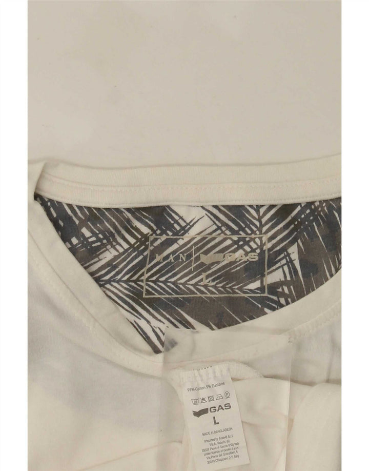 Gas T-Shirt Graphique Homme Grand Blanc Coton