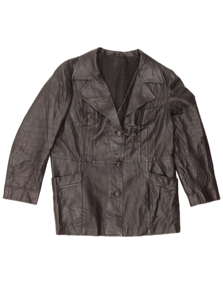 Nappa Veste en cuir pour femme UK 14 Medium Noir