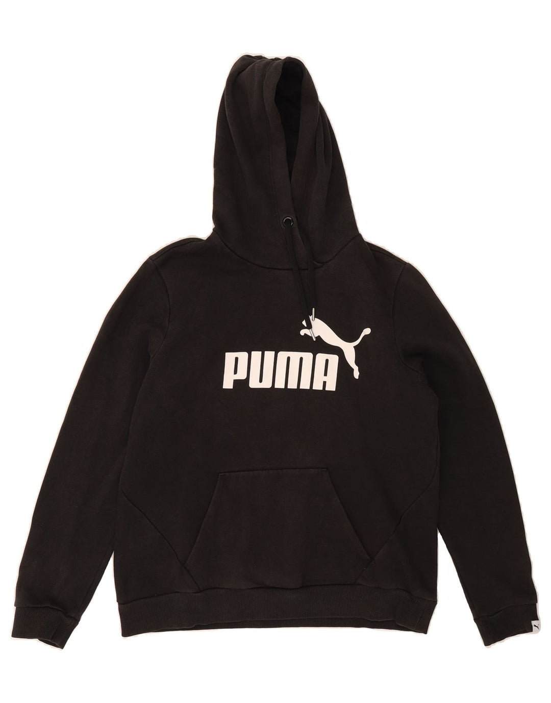 PUMA Womens Graphic Hoodie Jumper UK 16 Large Black Polyester Vintage Puma and Second-Hand Puma from Messina Hembry 