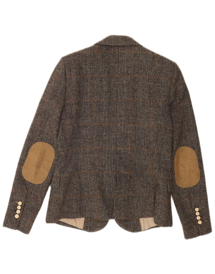 Zara Veste blazer à 1 bouton pour femme UK 12 Gris moyen à carreaux