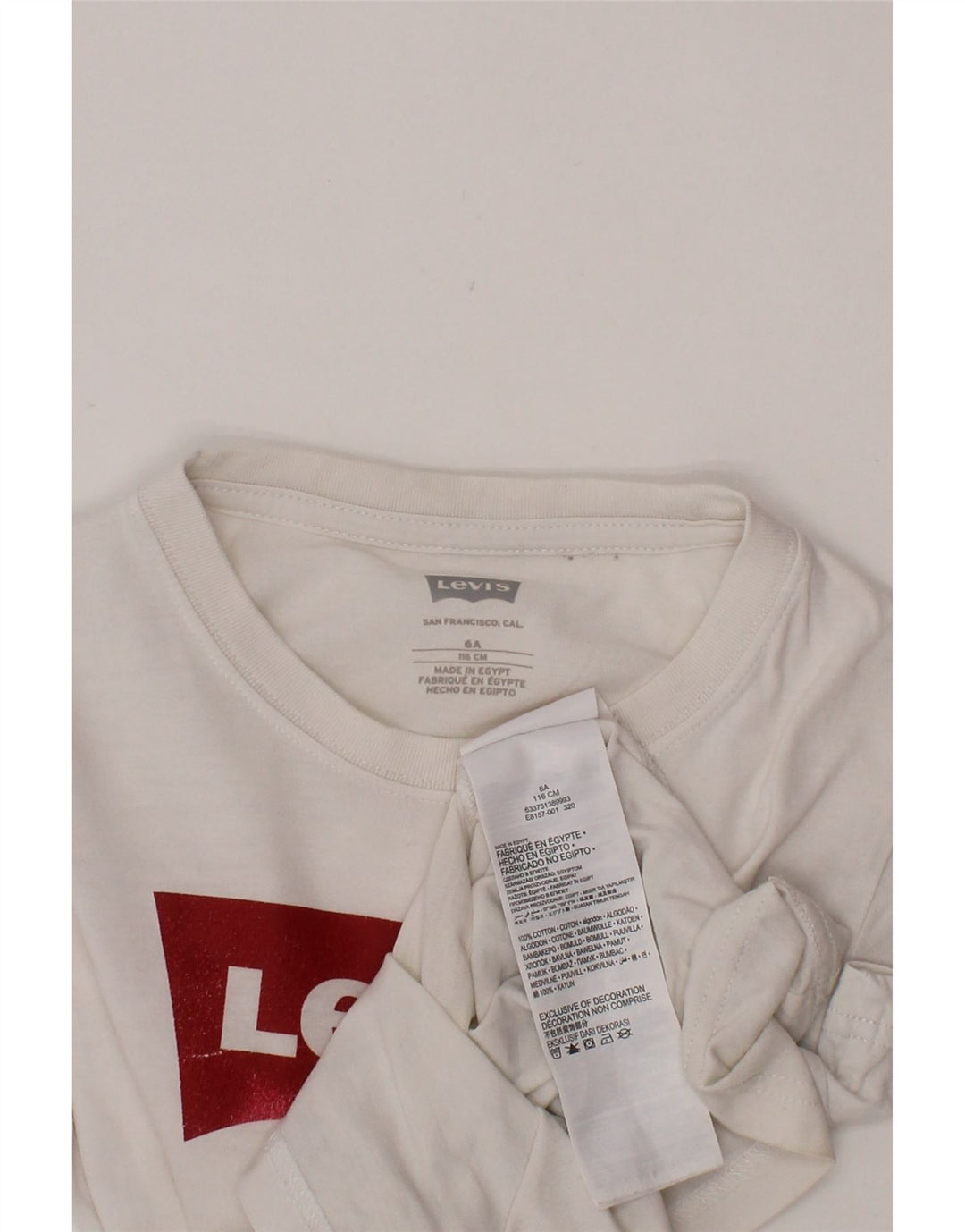 LEVI'S T-Shirt Graphique Fille 5-6 ans Blanc Coton