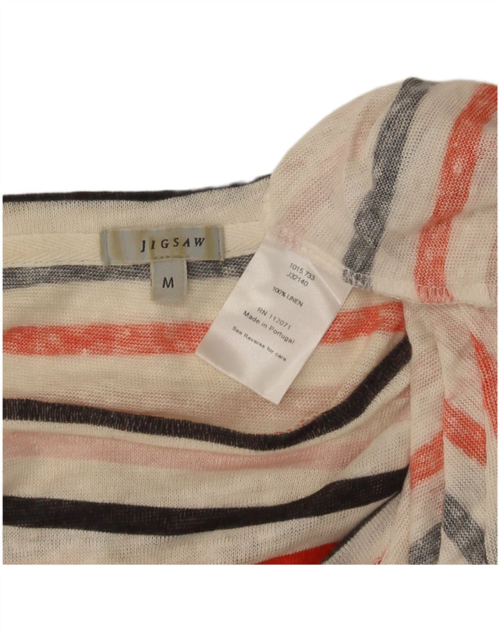 Jigsaw Haut à manches longues pour femme UK 42 Lin rayé multicolore moyen