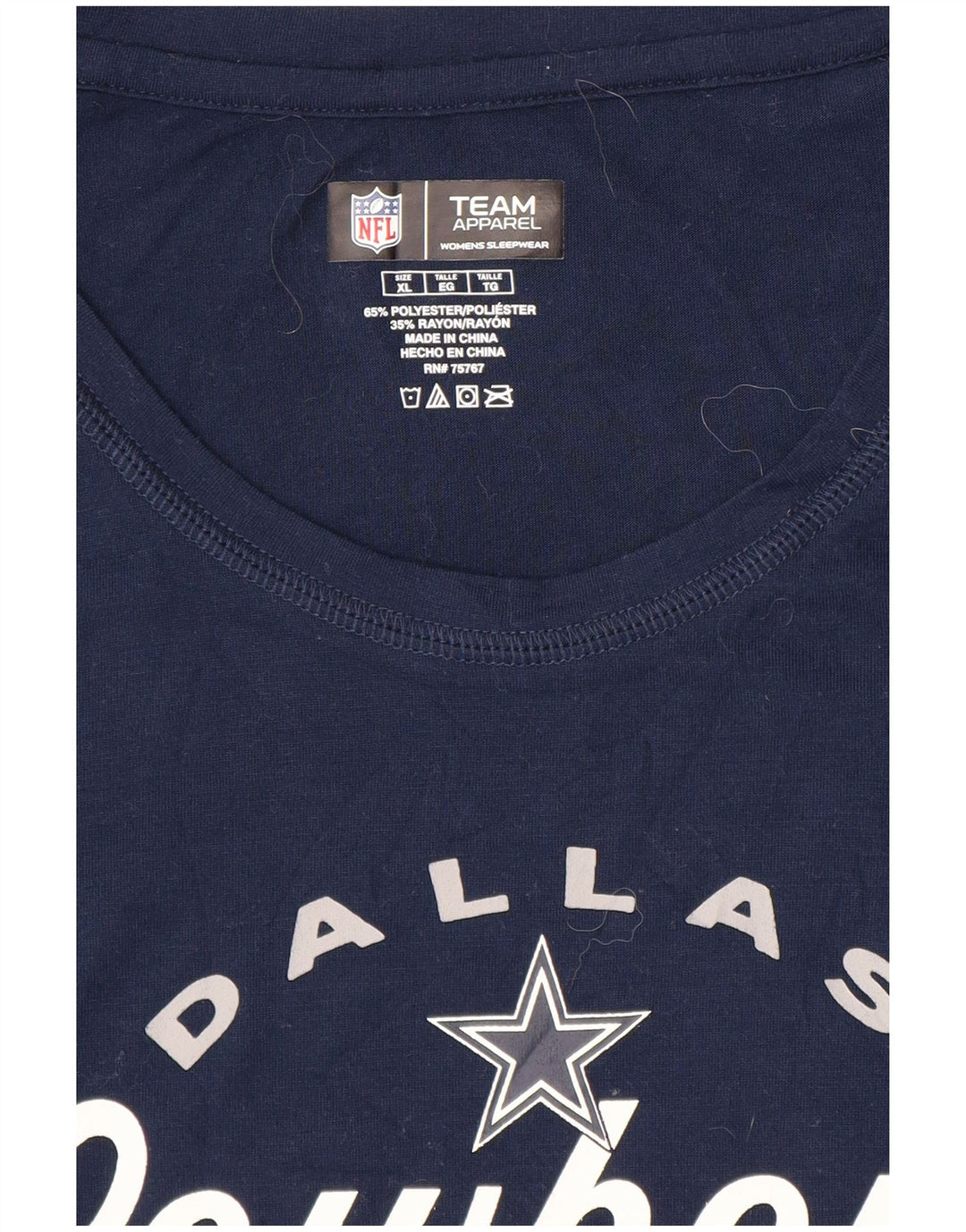 NFL Femmes Dallas Cowboys T-Shirt Graphique Top UK 18 XL Bleu Marine Polyester