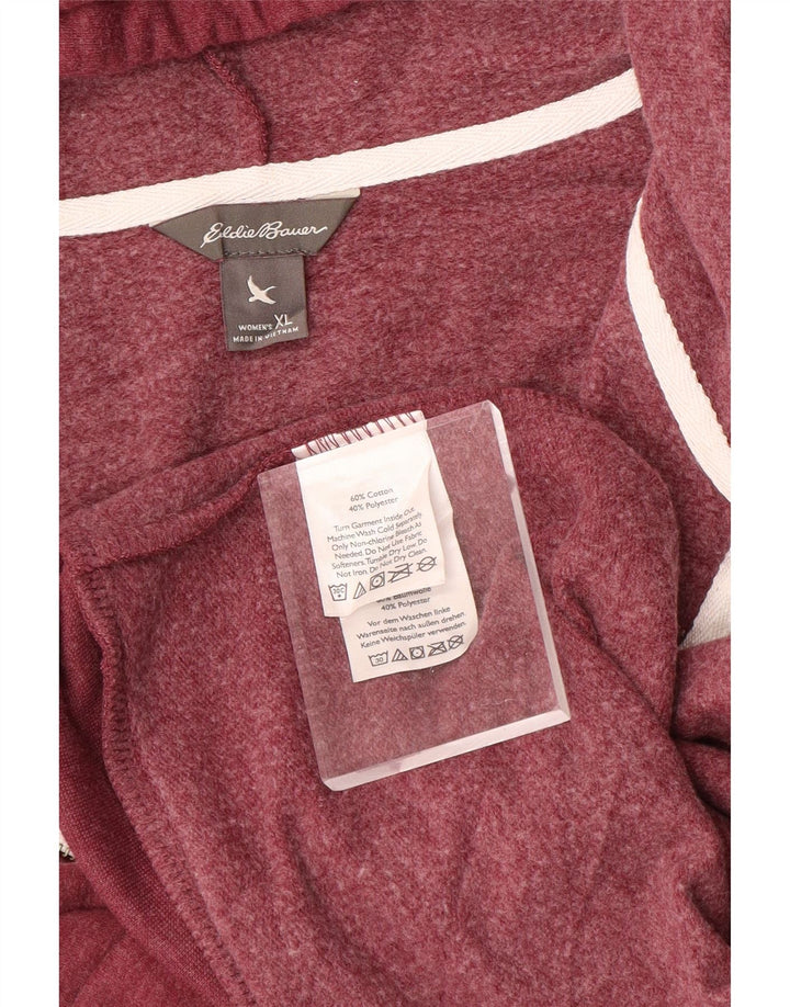 EDDIE BAUER Pull à capuche zippé pour femme UK 18 XL Coton bordeaux