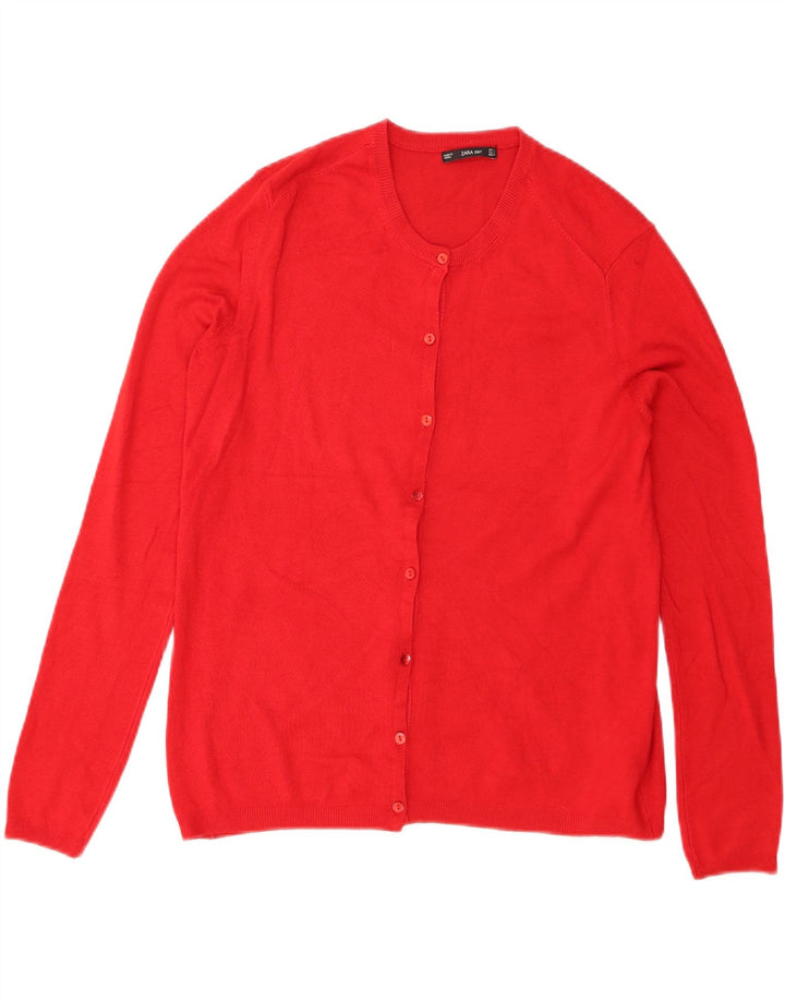 Zara Cardigan Femme Pull UK 14 Large Rouge Viscose