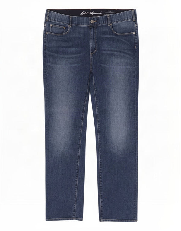 Eddie Bauer Jean droit courbé pour femme US 18 2XL W40 L31 Bleu Coton