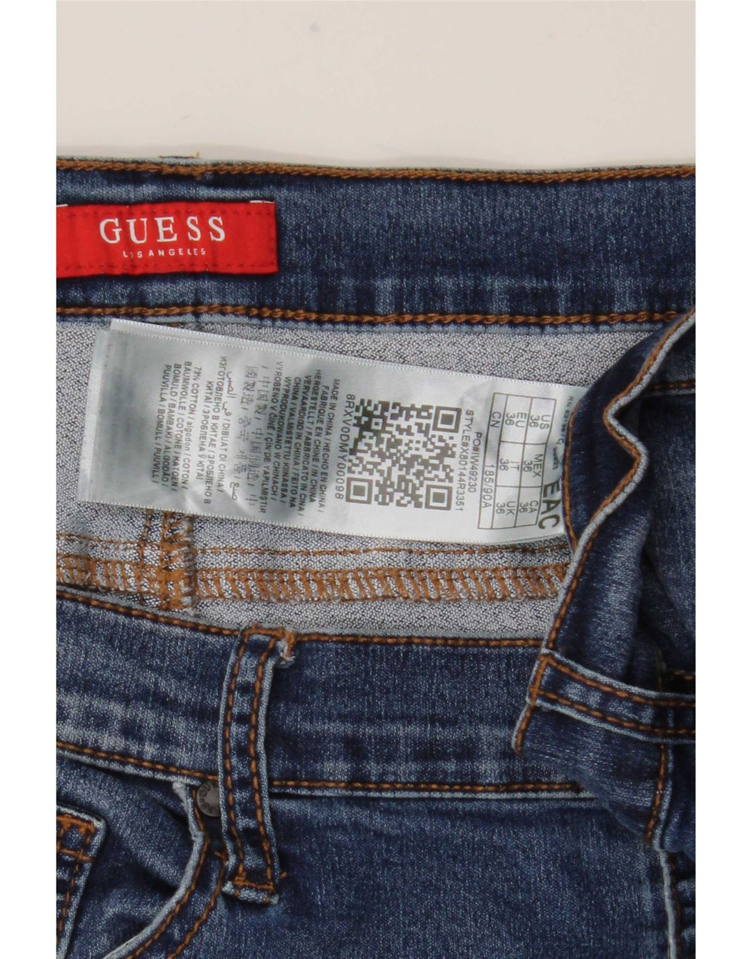 Guess Jean Slim Homme W36 L28 Bleu Coton