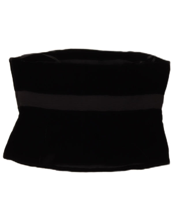 LAURA ASHLEY Haut Corset en Velours Femme UK 14 Viscose Noir Moyen