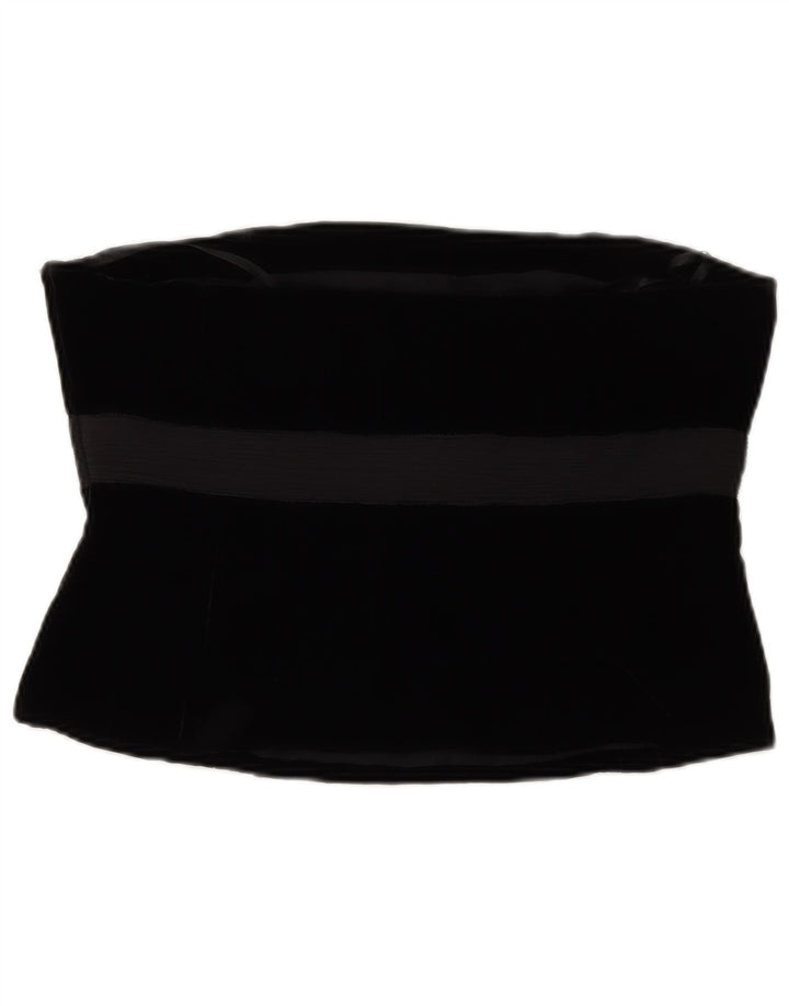 LAURA ASHLEY Haut Corset en Velours Femme UK 14 Viscose Noir Moyen