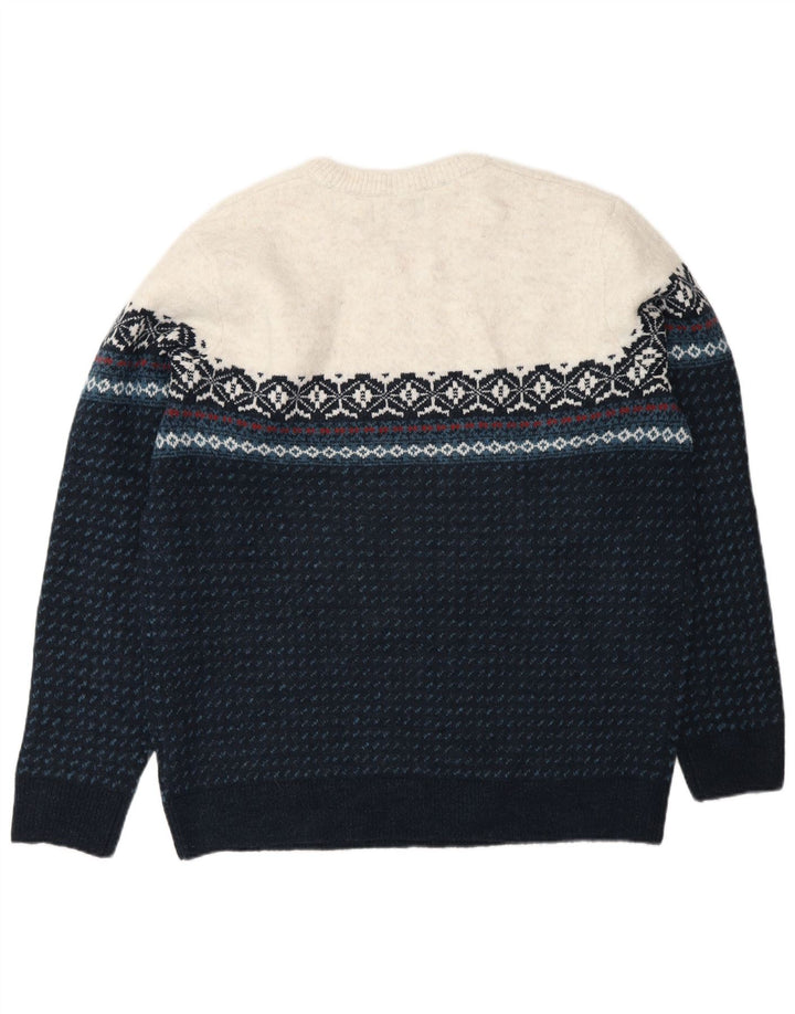 Marks & Spencer Pull à col rond pour homme Turquoise Fair Isle Taille L