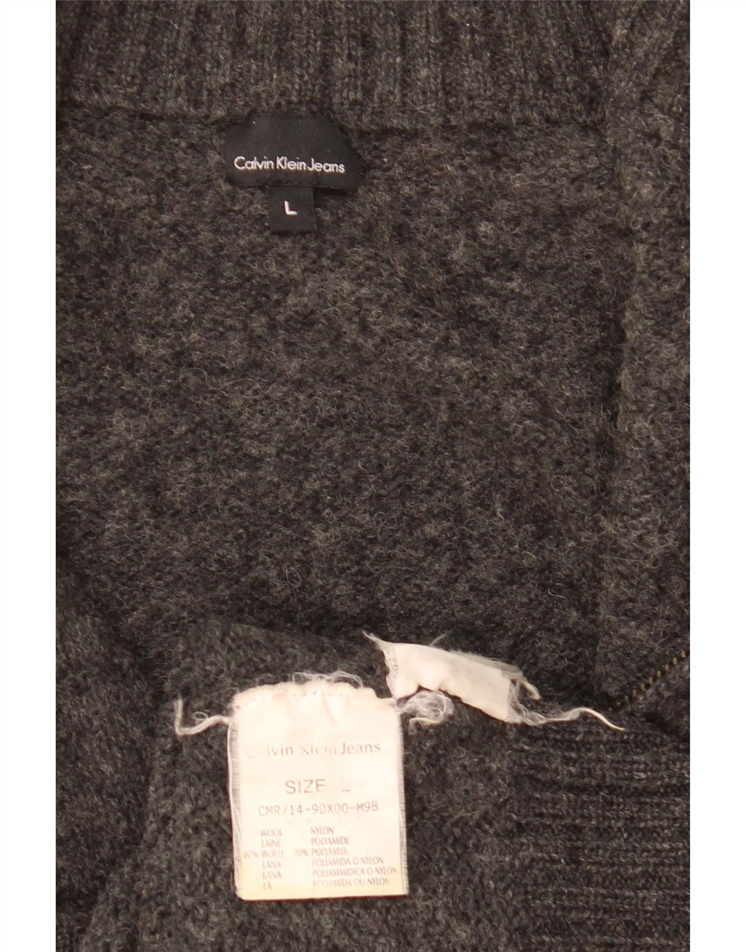 Calvin Klein Womens Cardigan Sweater UK 16 Grande laine grise