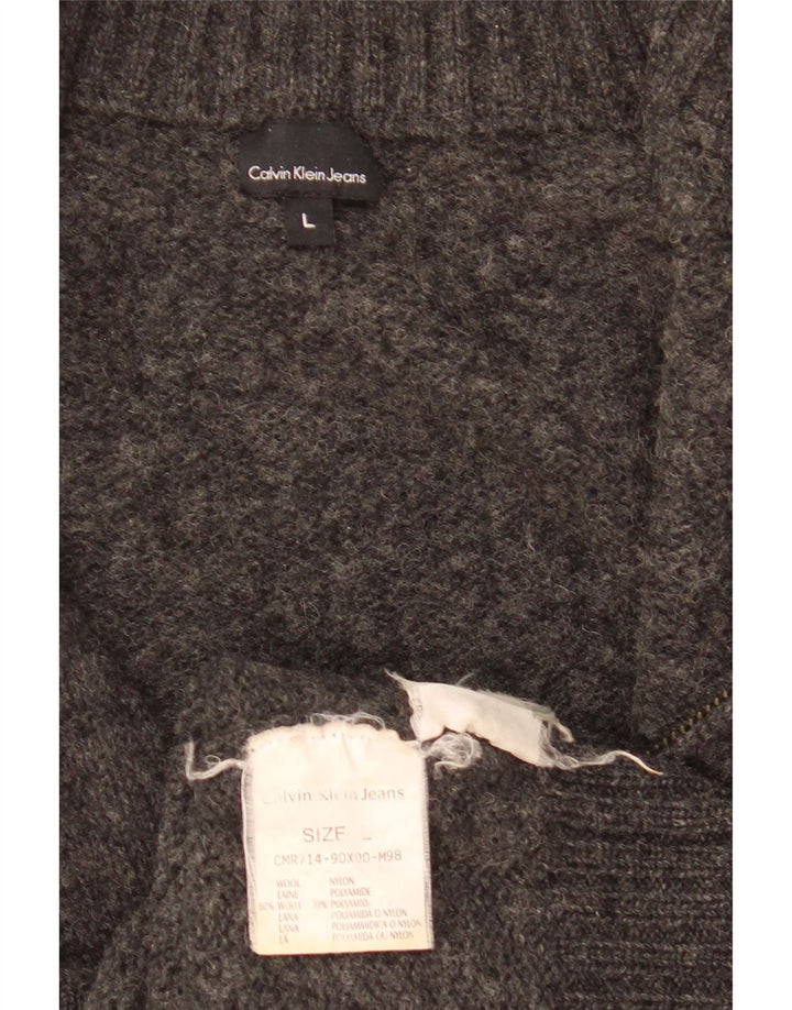 Calvin Klein Womens Cardigan Sweater UK 16 Grande laine grise