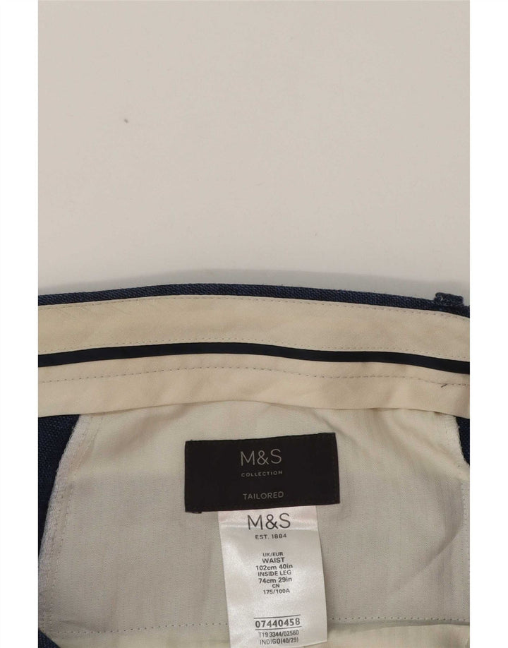 Marks & Spencer Pantalon de costume coupe ajustée pour homme W40 L29 Bleu classique