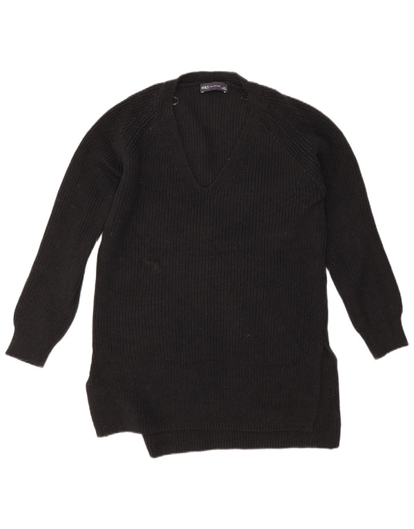 Marks & Spencer Pull surdimensionné à col en V pour femme UK 10 Small Noir