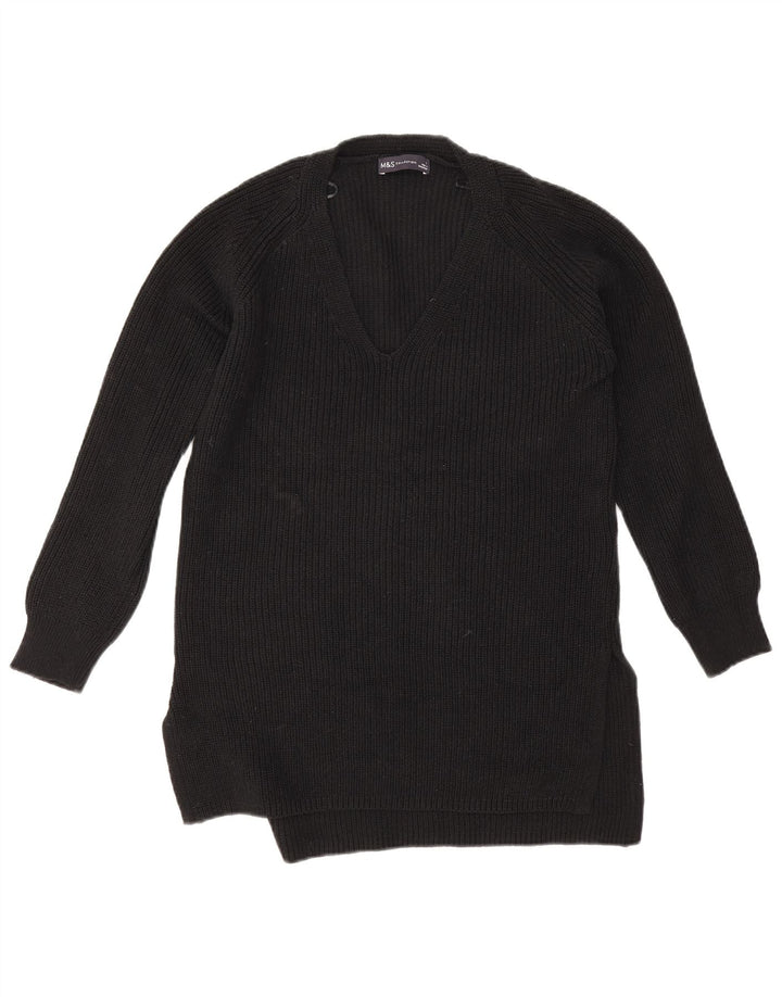 Marks & Spencer Pull surdimensionné à col en V pour femme UK 10 Small Noir