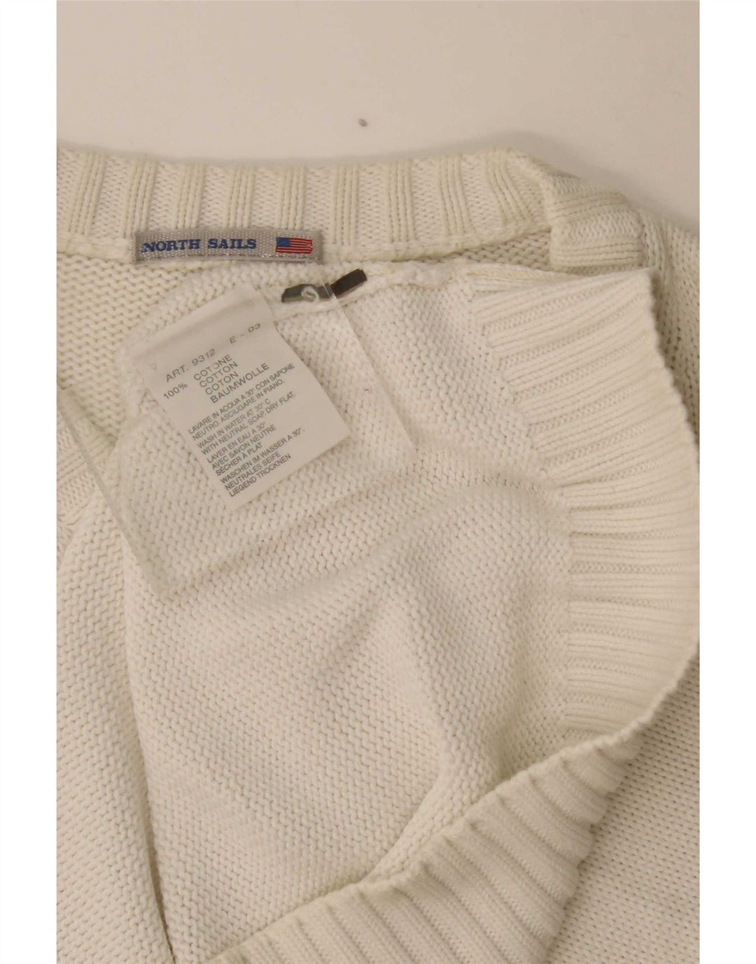 North Sails Pull Col V Homme Blanc Moyen Coton