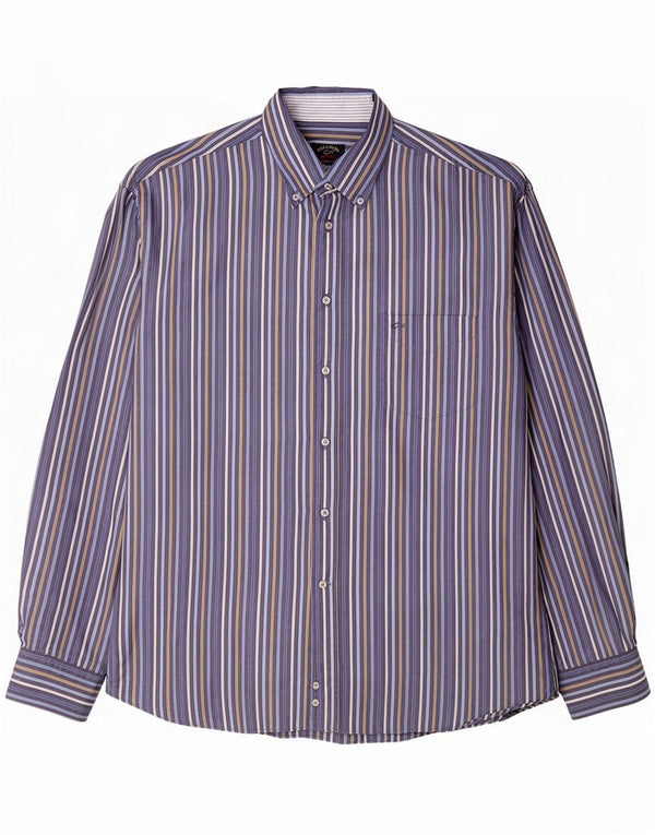 Paul & Shark Chemise Homme Taille 45 XL Bleu Marine Pinstripe Coton