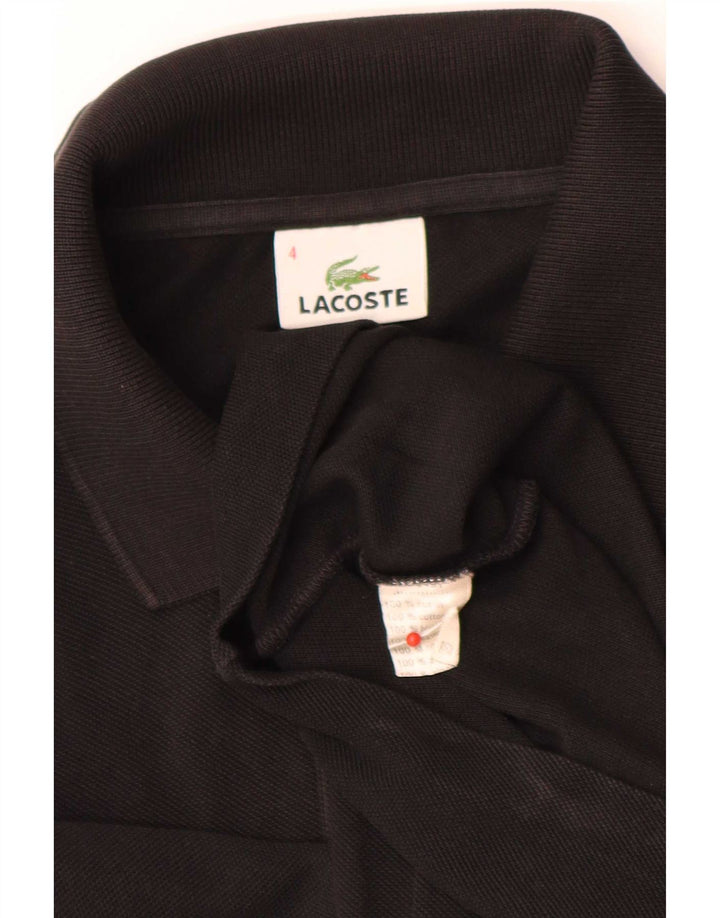 Lacoste Polo à manches longues pour hommes, coupe régulière, taille 4, coton noir moyen