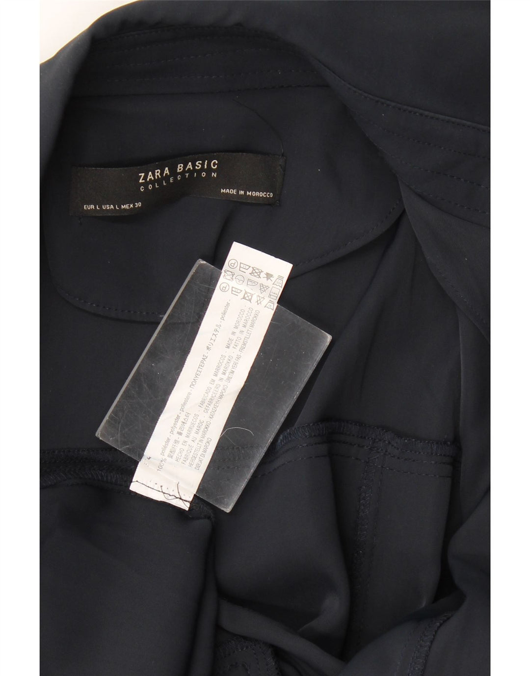 Zara Femme Trench Coat UK 16 Large Bleu Marine Polyester