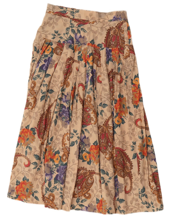 Jupe évasée femme vintage IT 44 Medium W28 Beige Floral Viscose