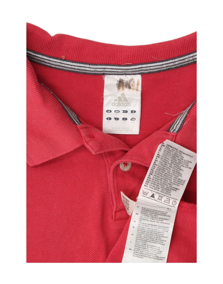 Adidas Polo Femme UK 14 Coton Rouge Moyen