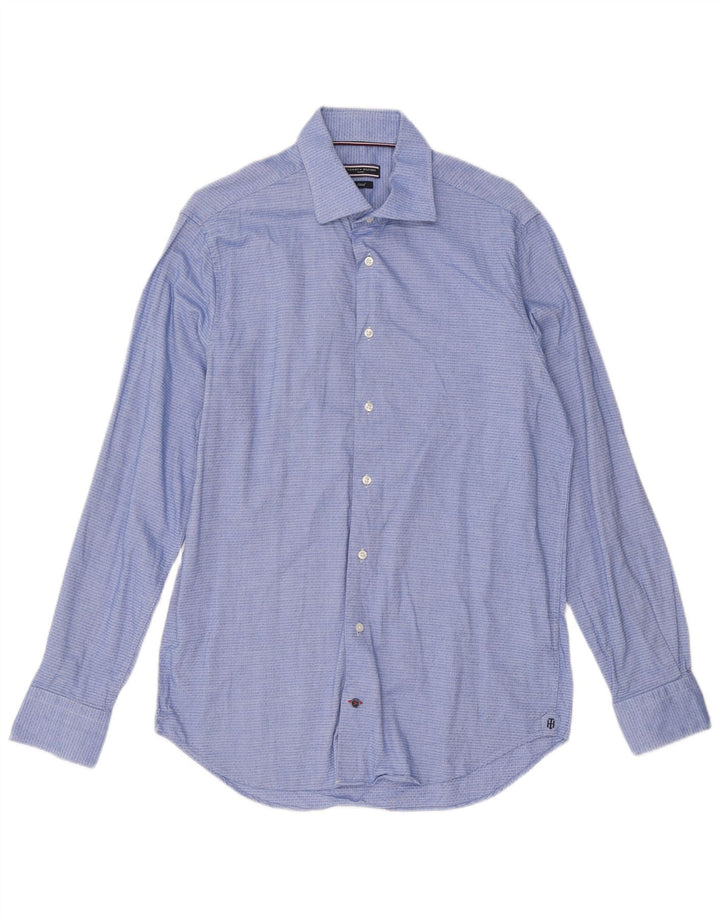 Tommy Hilfiger Chemise Homme Taille 40 15 3/4 Coton Géométrique Bleu Moyen