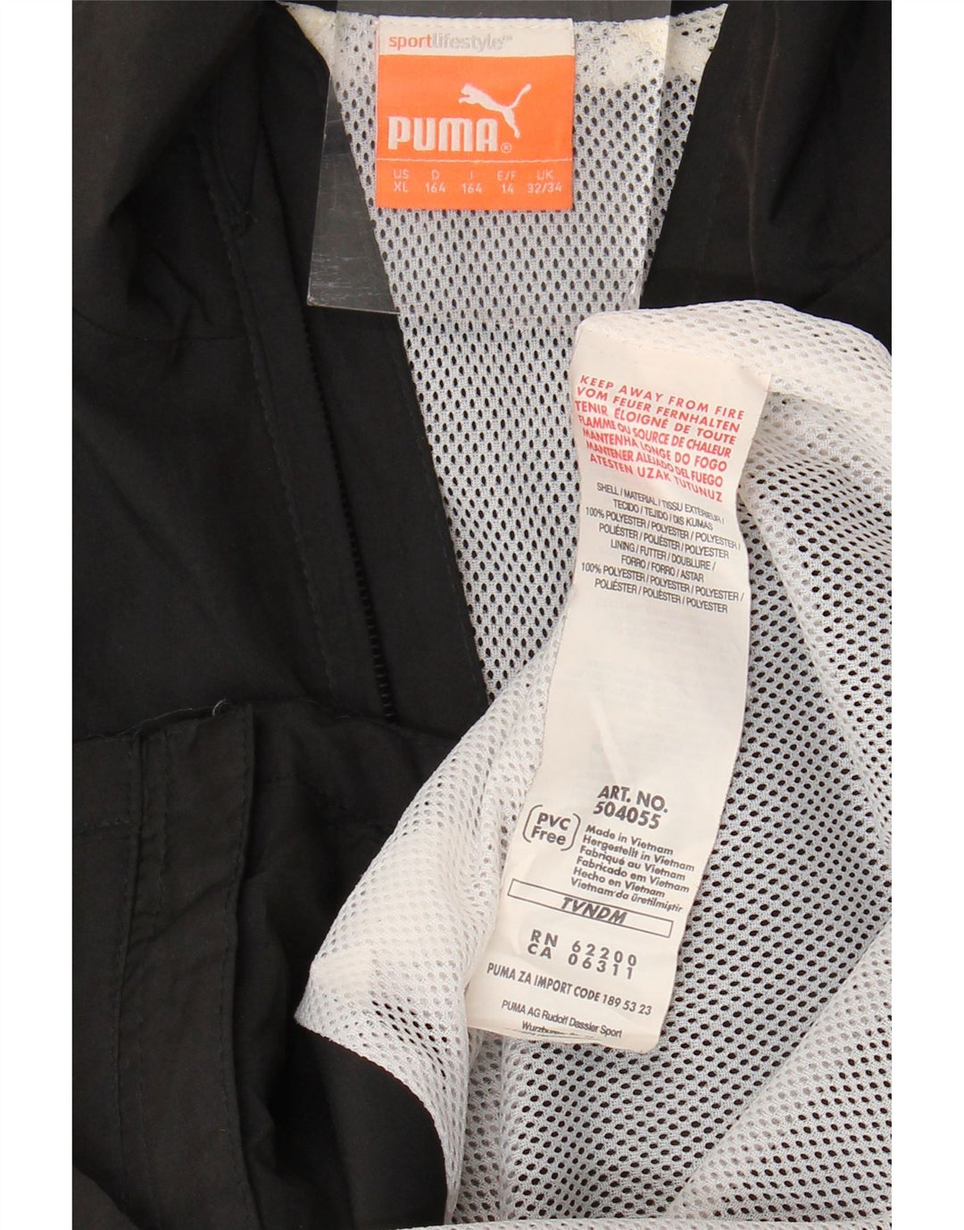 Puma Veste de Survêtement Garçon 13-14 Ans XL Noir Colorblock Polyester