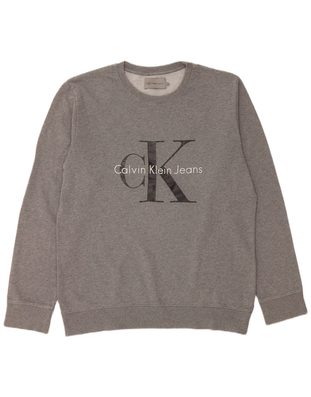 CALVIN KLEIN JEANS Mens Graphic Sweatshirt Jumper XL Grey