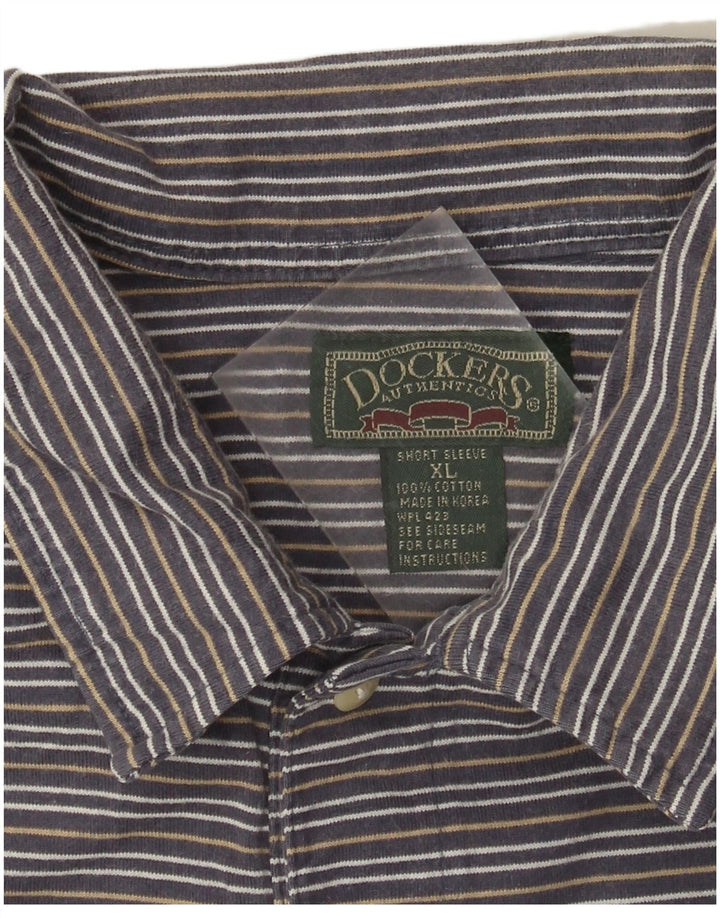 Dockers Polo Homme XL Gris Rayé Coton