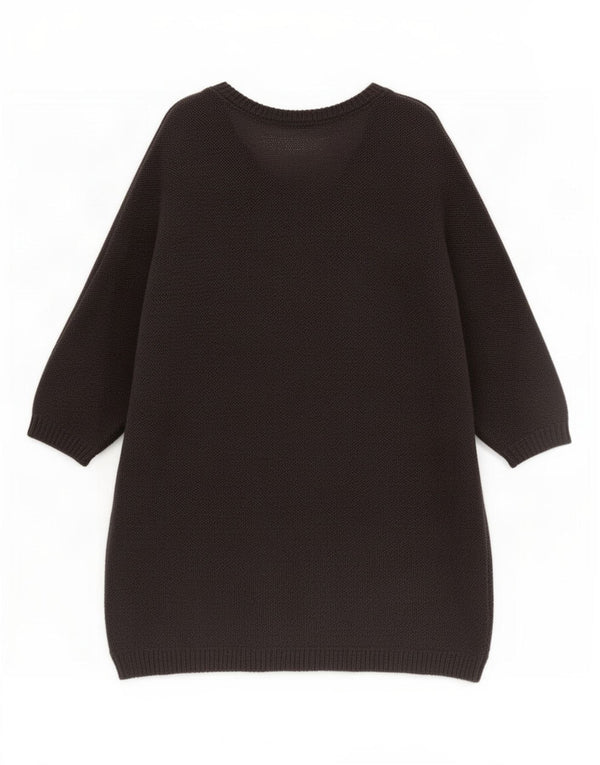 Marks & Spencer Womens 3/4 Sleeve V-Neck Jumper Sweater UK 16 Large Grey