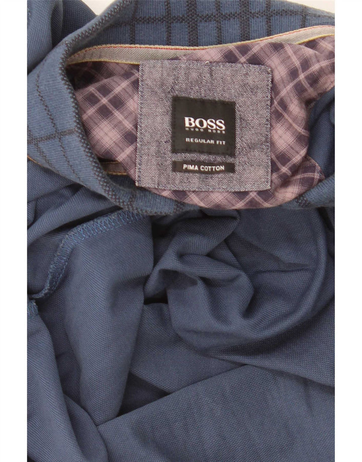 Hugo Boss Polo Regular Fit en coton à carreaux bleu marine moyen