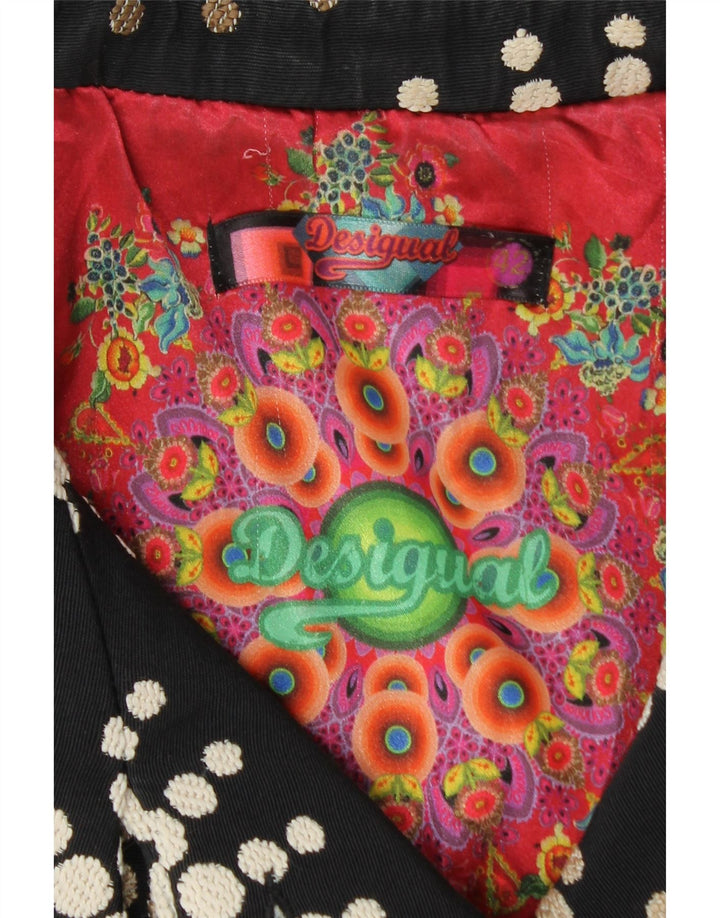 Desigual Manteau Femme EU 42 Grand Acrylique Floral Noir