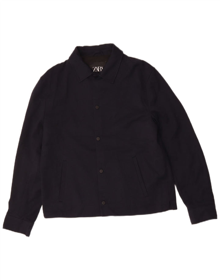 Zara Veste Bomber Homme UK 40 Large Bleu Marine Polyester
