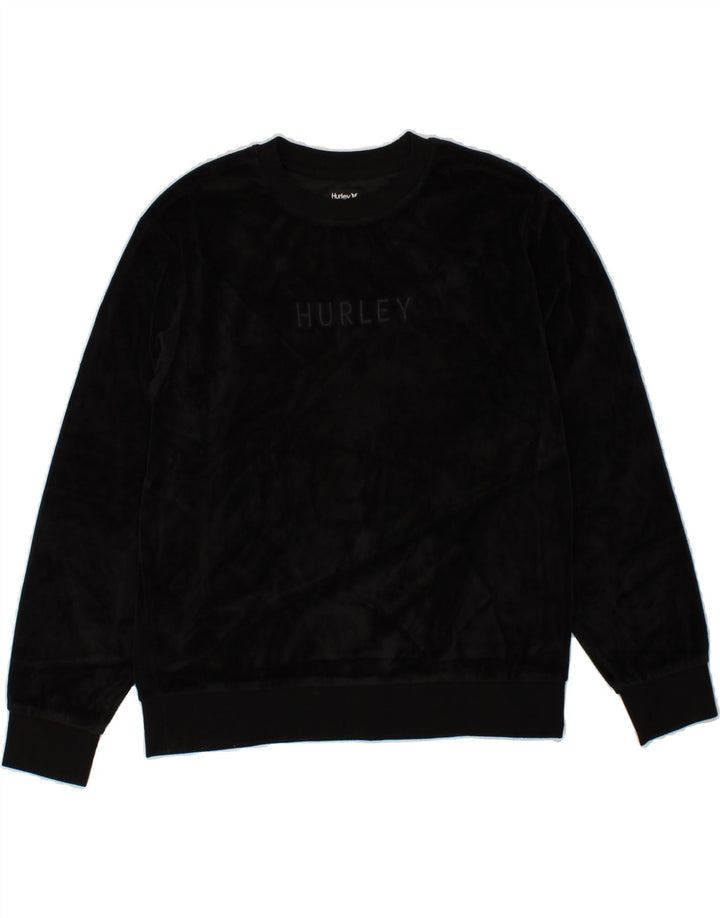 HURLEY Womens Oversized Graphic Sweatshirt Jumper UK 6 XS Black Vintage Hurley and Second-Hand Hurley from Messina Hembry 