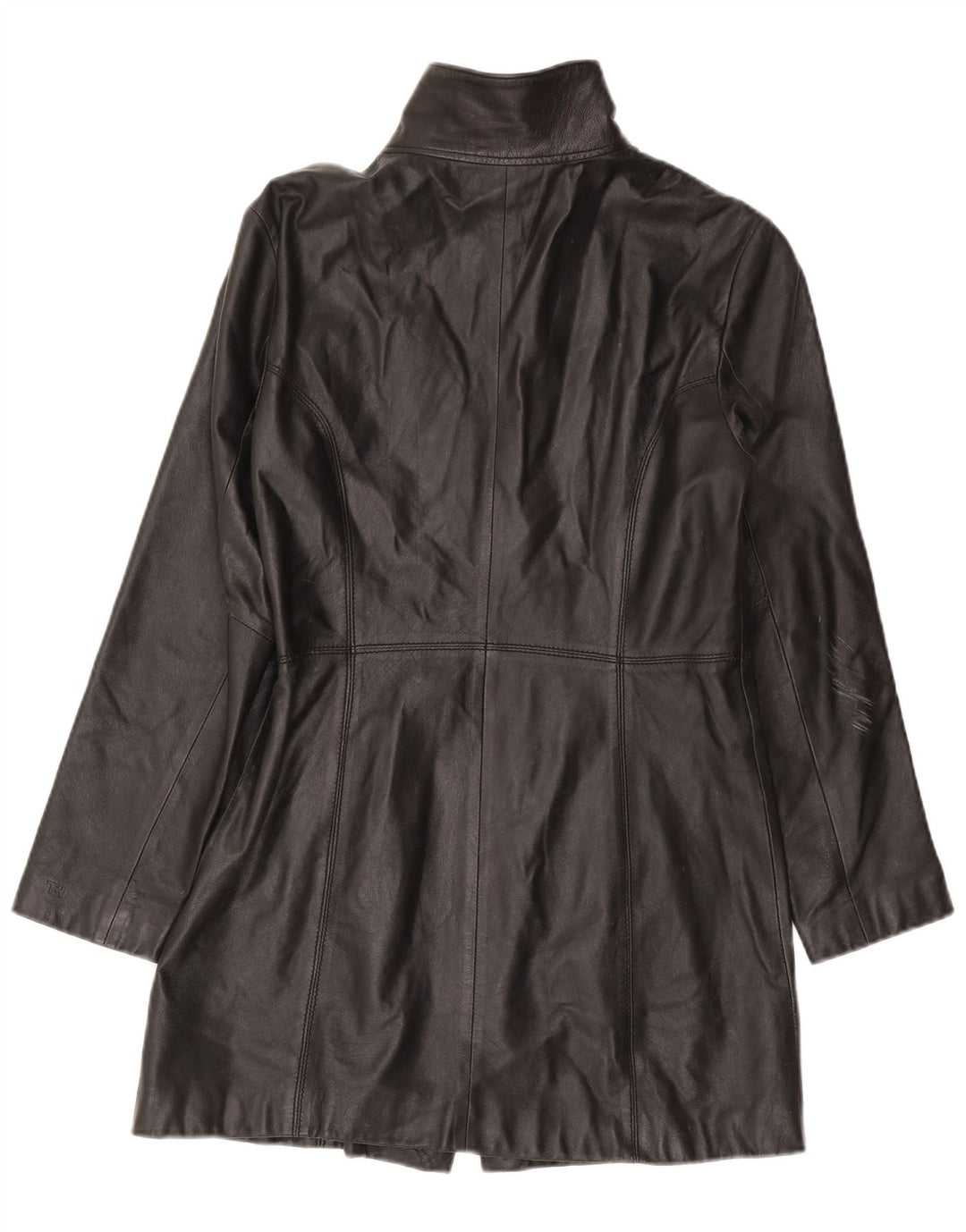 Tommy Hilfiger Manteau en cuir pour femme UK 16 Grand cuir noir