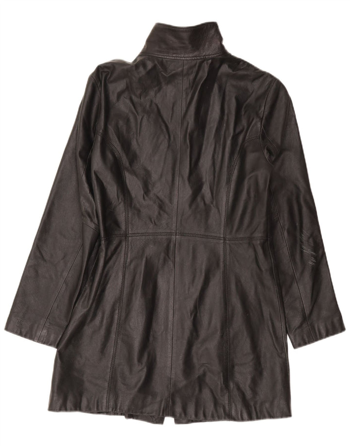 Tommy Hilfiger Manteau en cuir pour femme UK 16 Grand cuir noir