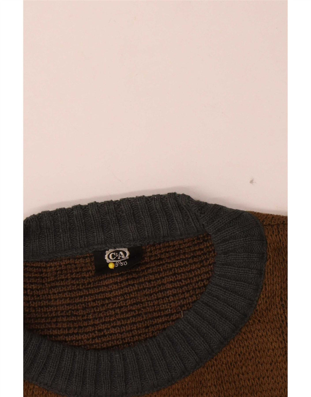 C&A Pull à col rond pour homme EU 48/50 Marron moyen Colourblock