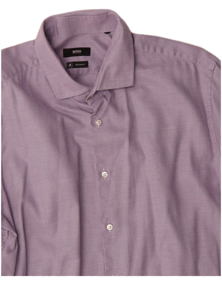 Hugo Boss Chemise Regular Fit Homme Taille 44 XL Violet Coton