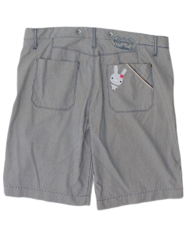 Replay Mens Cargo Shorts W29 Small  Blue Pinstripe Cotton