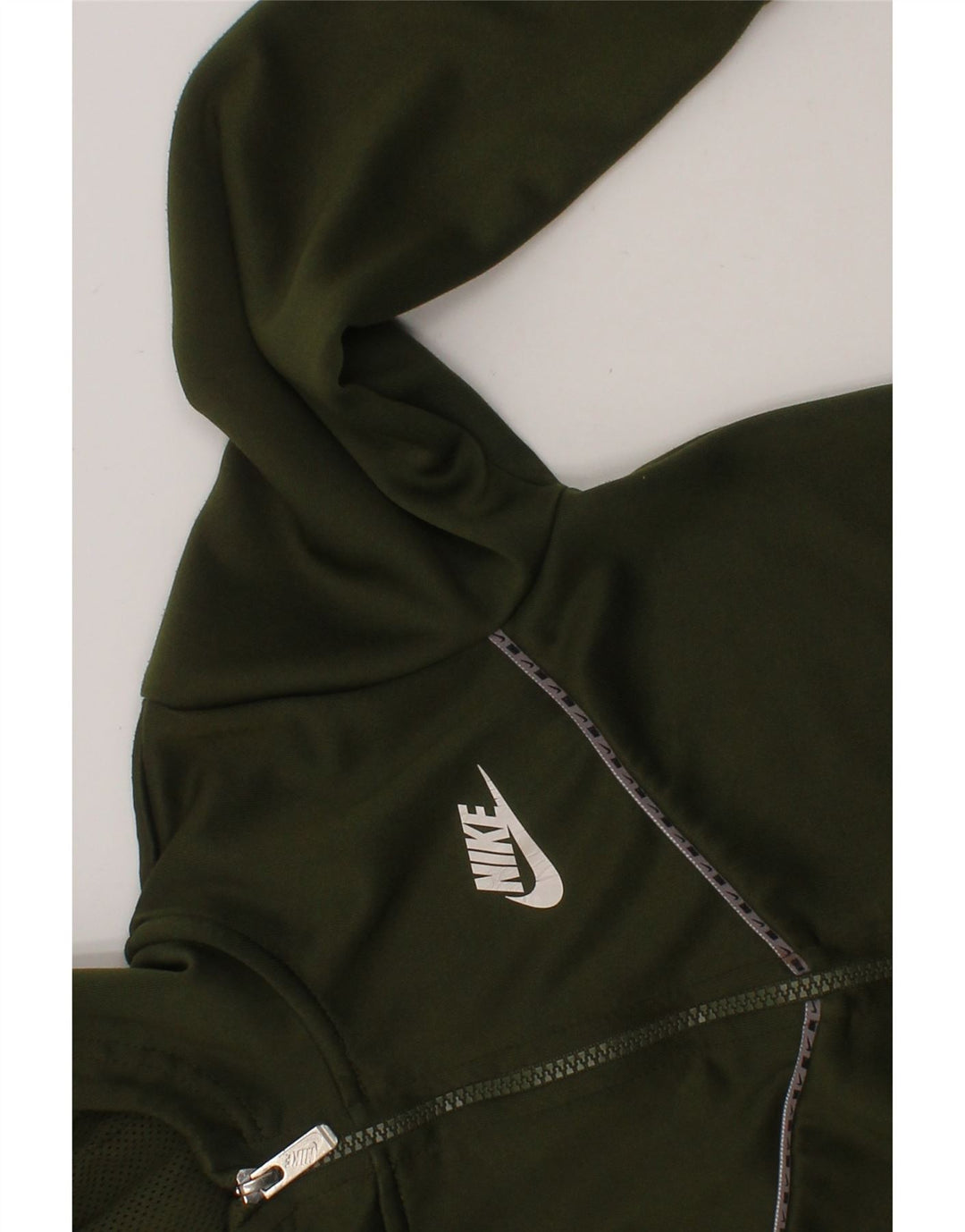 NIKE Boys Zip Hoodie Sweater 6-7 Years Large Khaki Polyester Vintage Nike and Second-Hand Nike from Messina Hembry 