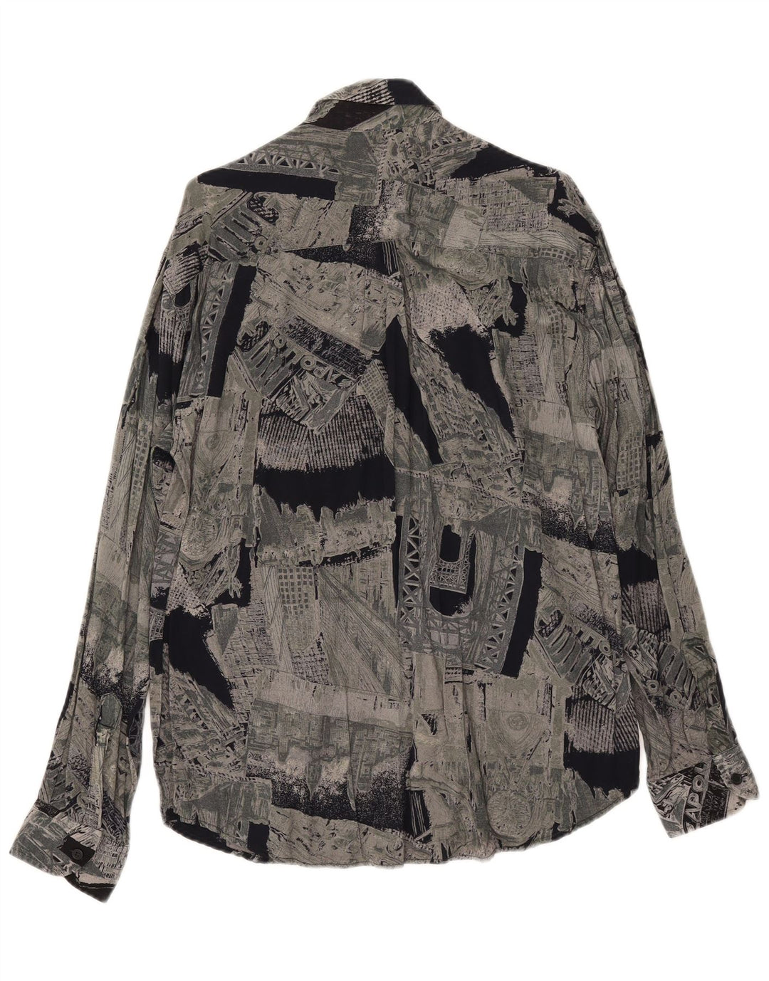 vintage Mens Abstract Pattern Shirt Taille 39/40 Viscose multicolore moyenne