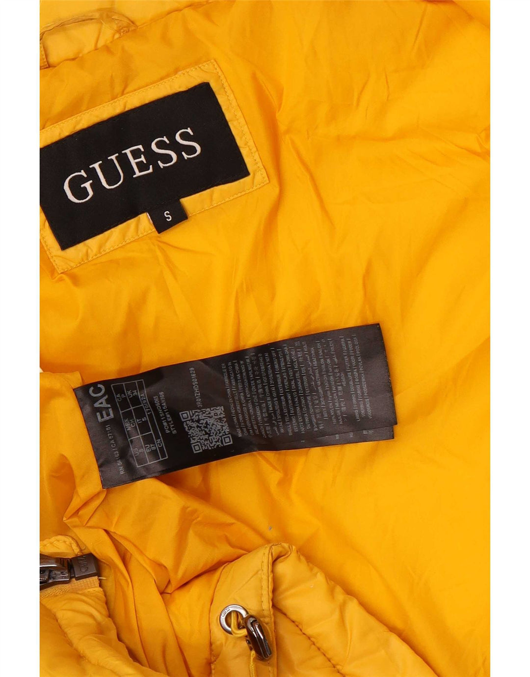 Guess Veste matelassée à capuche pour homme UK 36 Small Jaune Nylon