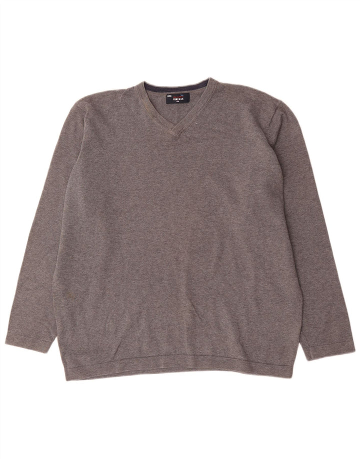 Marks & Spencer Pull col V pour homme XL Gris Coton