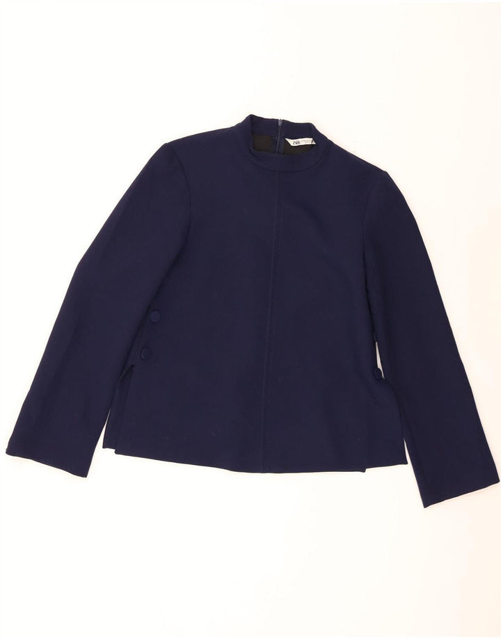 Zara Chemisier à manches longues pour femme UK 6 XS Bleu marine Polyester