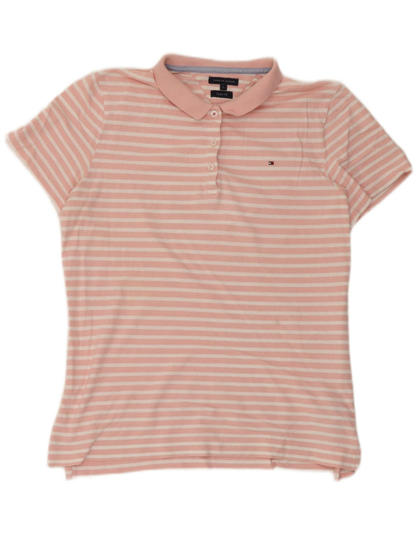 Tommy Hilfiger Polo coupe classique pour femme UK 14 Large rose rayé