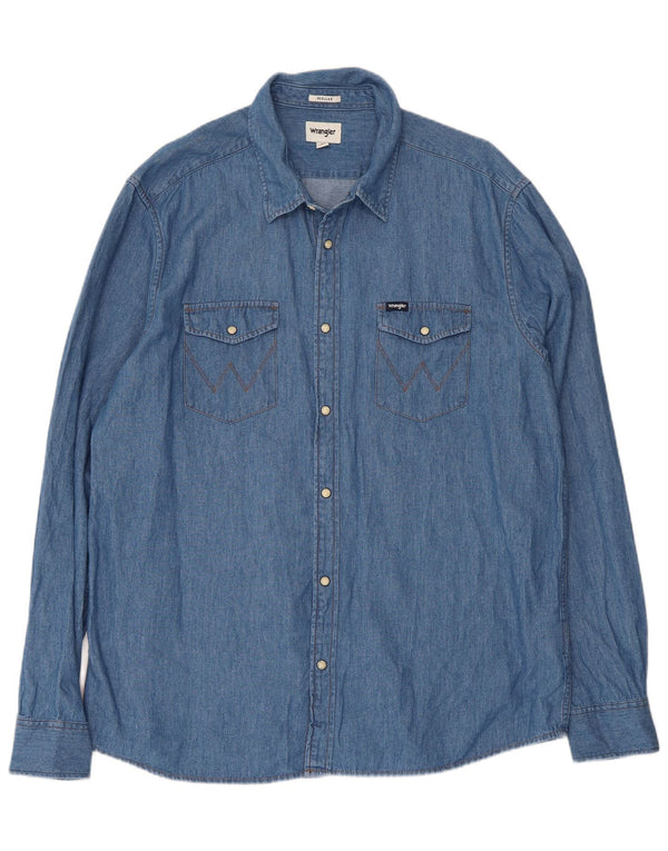 Wrangler Chemise en jean Western Regular Fit pour homme en coton bleu XL