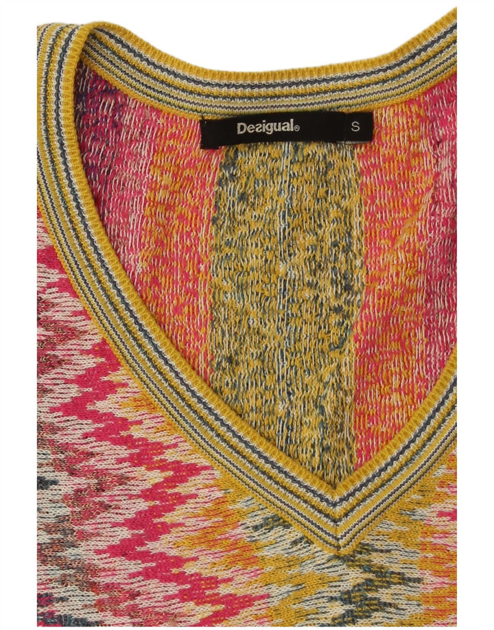 DESIGUAL Pull col V pour femme UK 10 Petit chevron multicolore