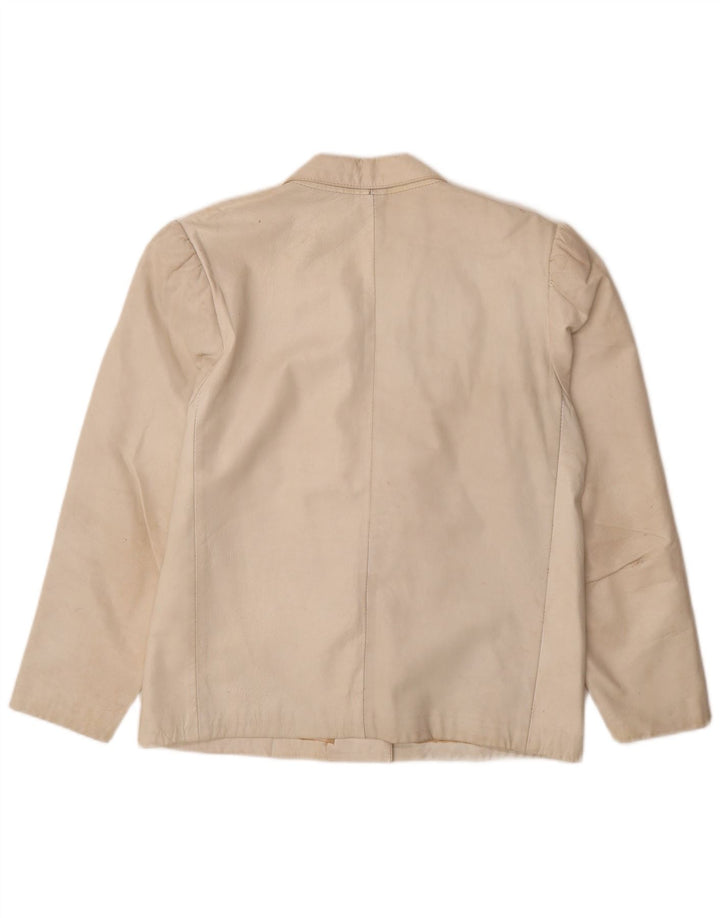 vintage Femme Cuir 2 Pièces Jupe Ensemble UK 12 Moyen W26 Off White