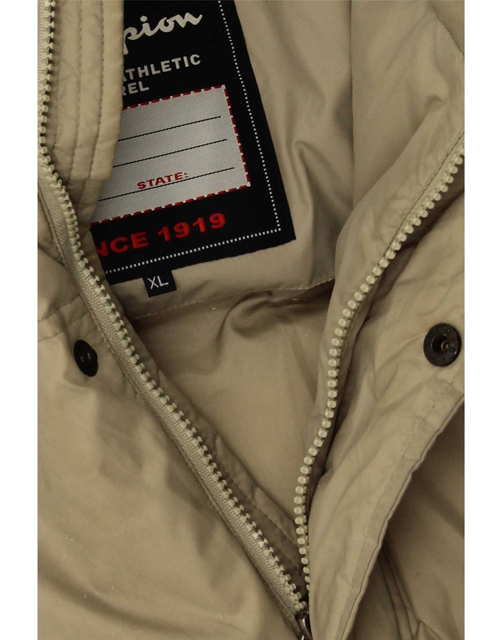 Champion Veste matelassée à capuche pour homme UK 42 XL Beige Polyamide
